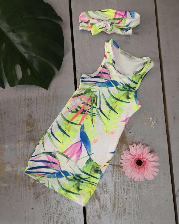 Robe tube tropical et bandeau 2 à 14 ans – Image 3