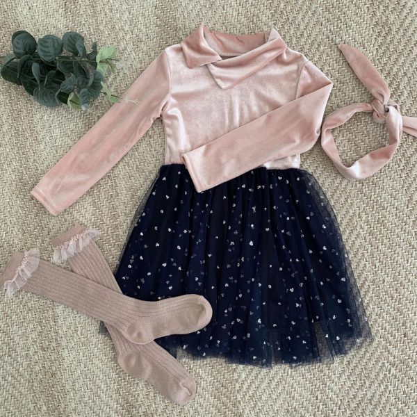 Robe velours et tulle - rose et bleue