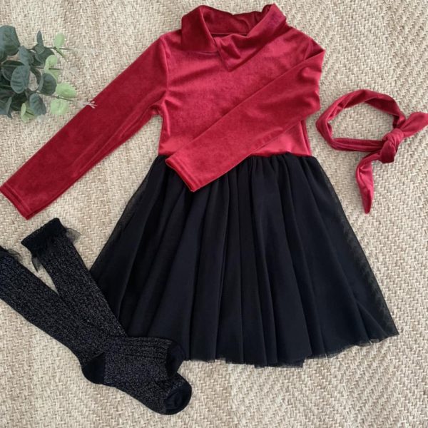 Robe velours et tulle - bordeaux et noir