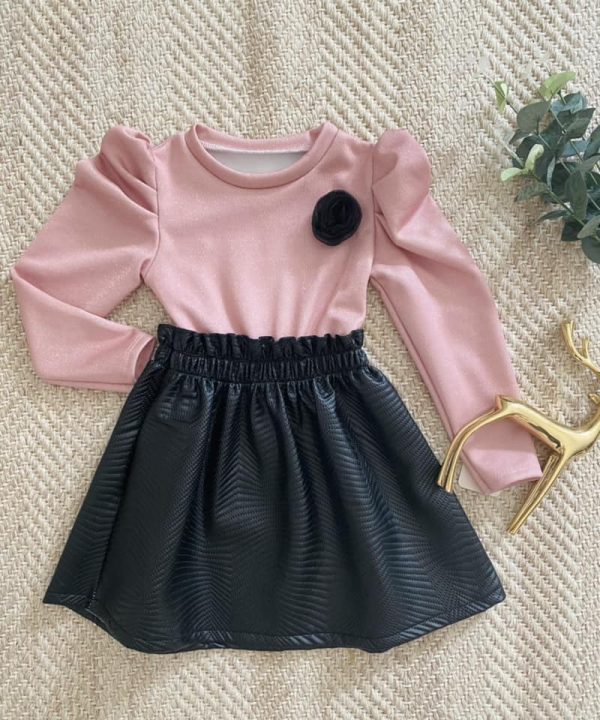 Robe de noël bi matière - top rose – Image 2