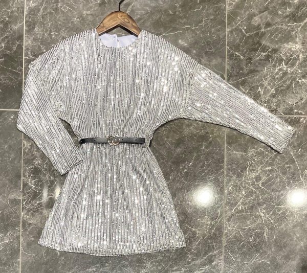 Robe de noël Eclat - sequin argent