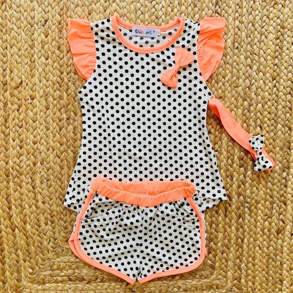 Ens 3 piéces bébé polka orange