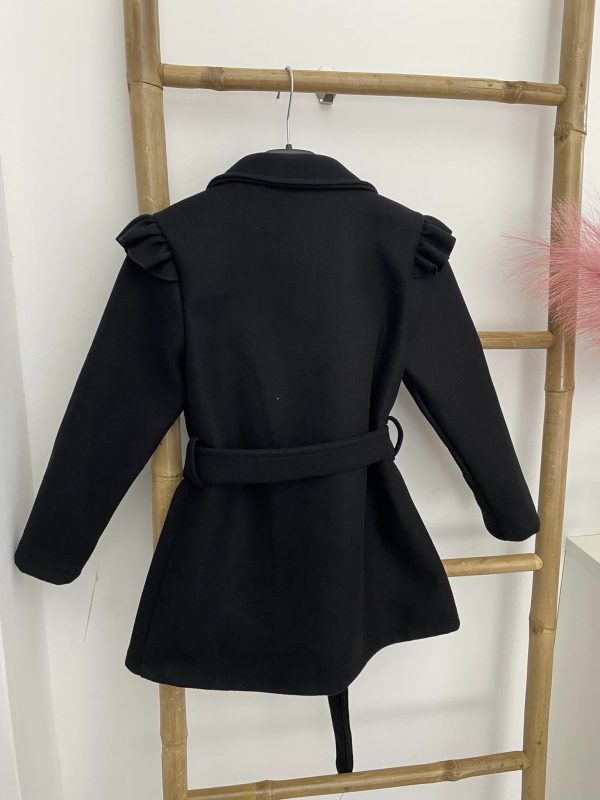 Manteau mi long drap de laine - Noir – Image 2