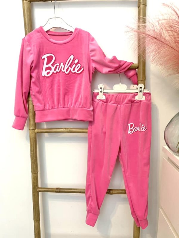 Jogging velours Barbie - rose