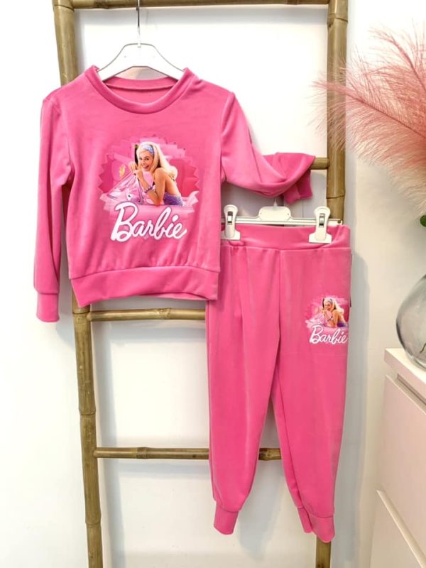 Jogging velours visage de barbie