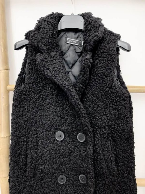 Manteau bouclette - Noir – Image 3