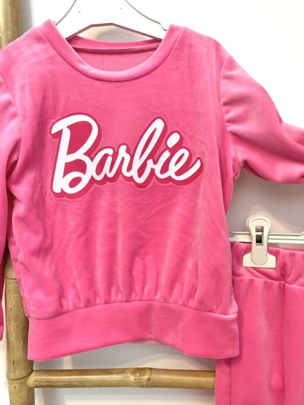 Jogging velours Barbie - rose – Image 2