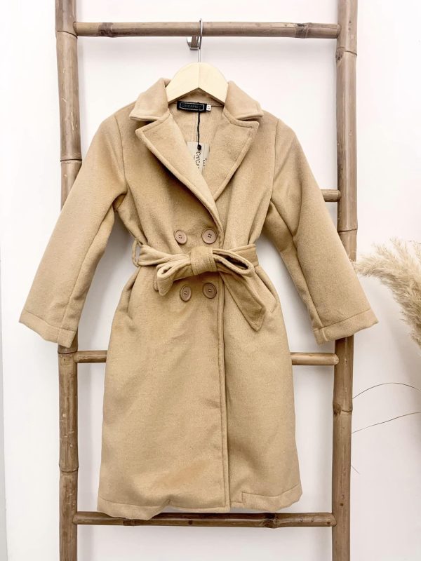 Manteau long drap de laine - beige