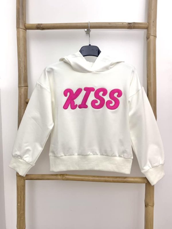 Sweat capuche Kiss - Blanc