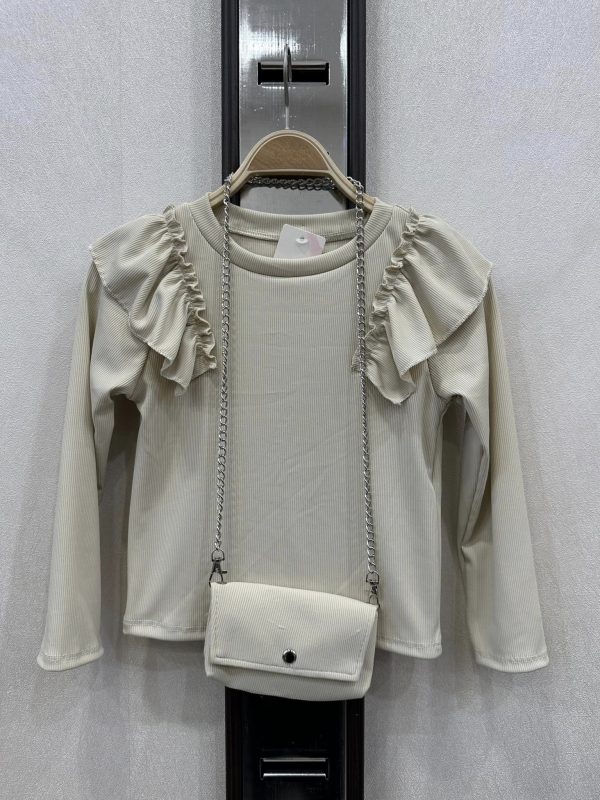 Top méga froufrou + sac - beige