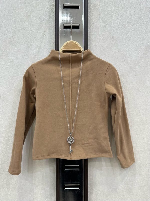 Top épais suédine ML + collier - camel