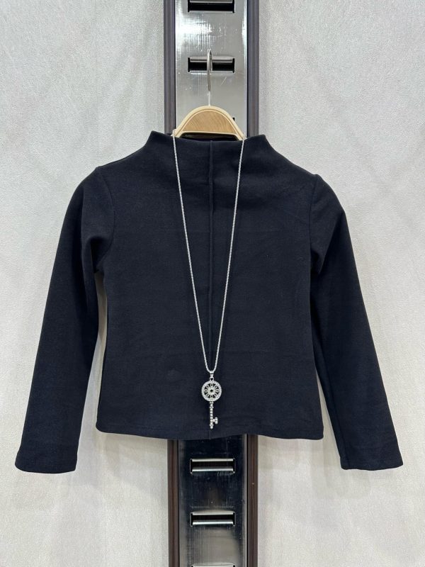 Top épais suédine ML + collier - noir